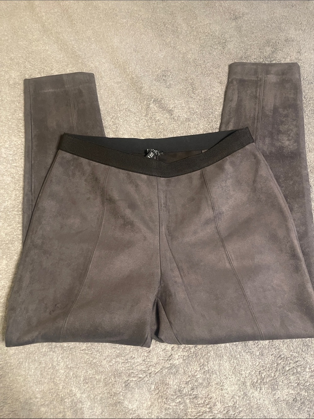 Jones New York Brushed Faux Suede Grey Pants Leggings Office Business Casual 12